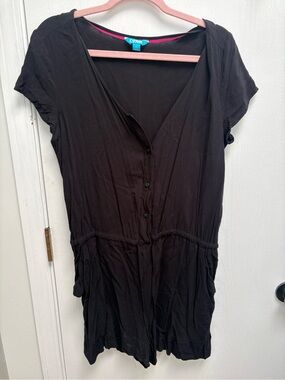 Nanette Lepore Black Top with Pink Velvet Hanger Accent